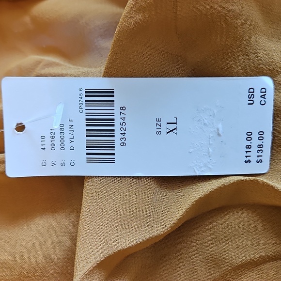 Anthropologie Flare-Sleeve V-Neck Blouse dark yellow - Picture 6 of 7